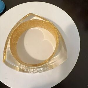 Vintage Charles Winston Bracelet bangle 24K Gold Foil Resin Triangle Shape Rare